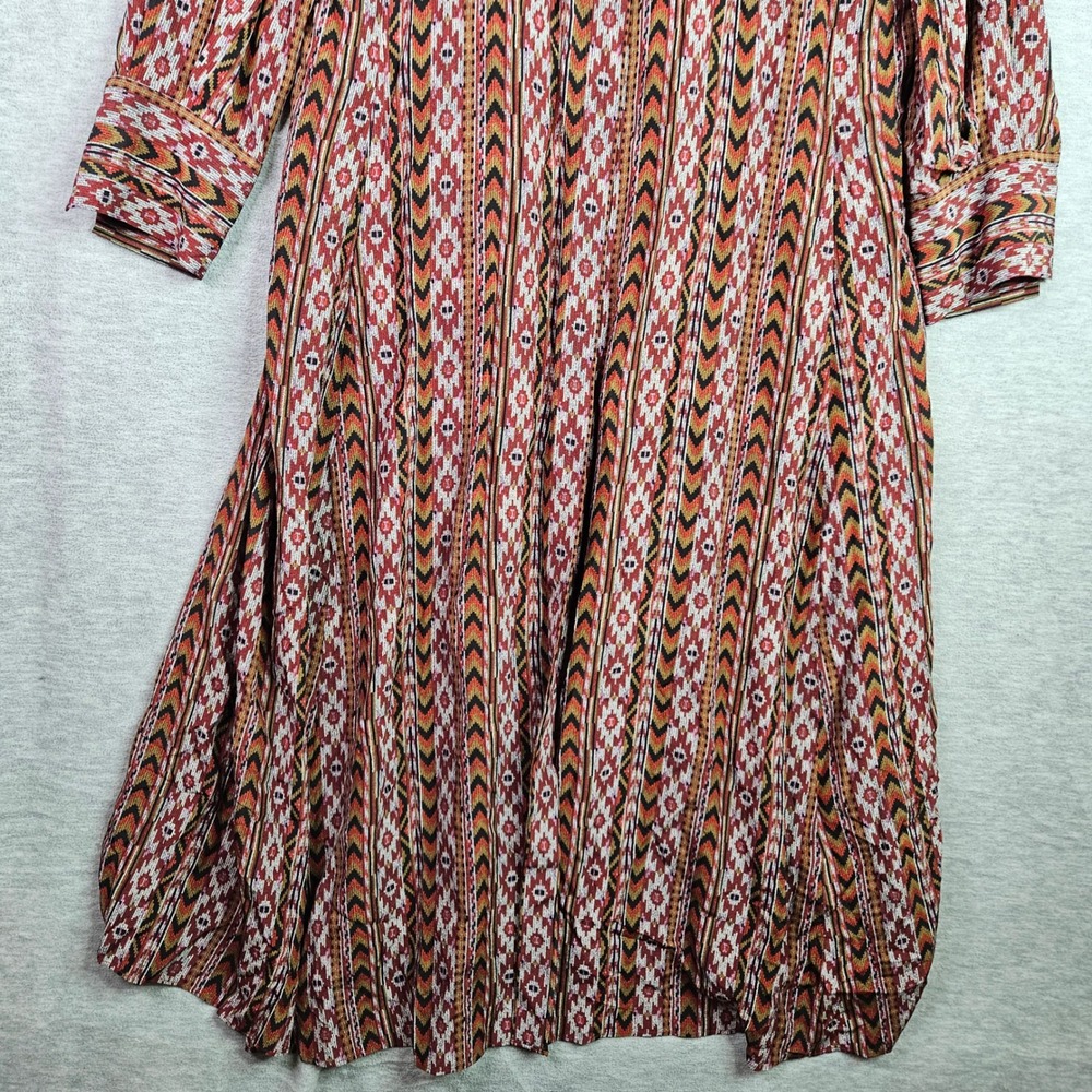 Lafayette 148 New York Silk Ikat Stripe Midi Dress Red Orange Geometric Size 16 - Picture 4 of 12